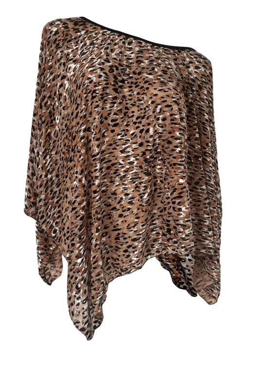cream leopard mesh poncho