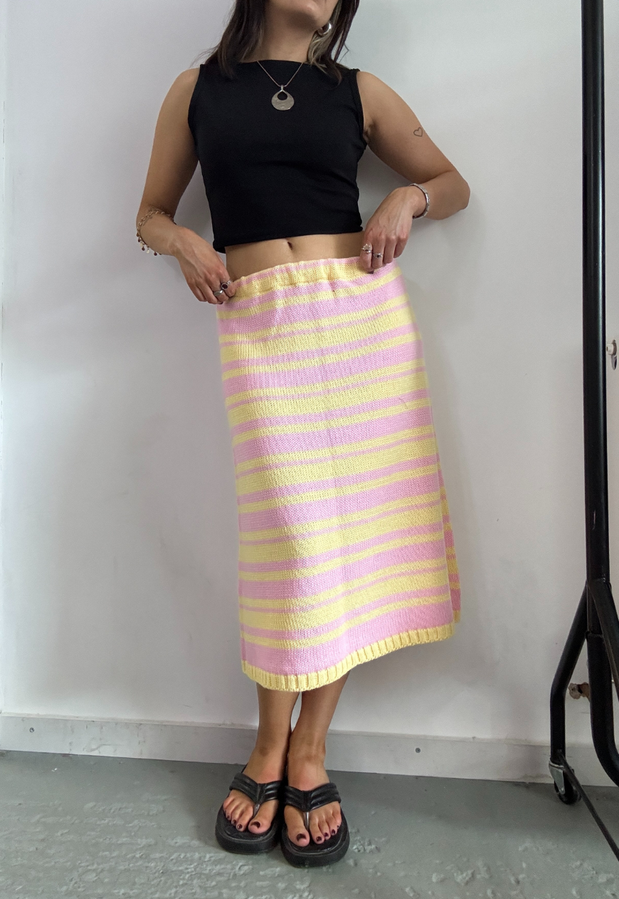 RHUBARB & CUSTARD HISSY KNIT MIDI SKIRT