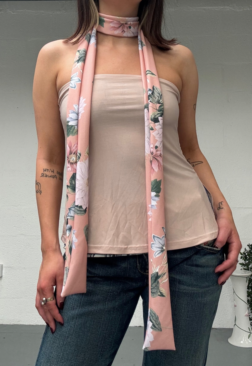PINK INFLORESCENCE SKINNY SCARF