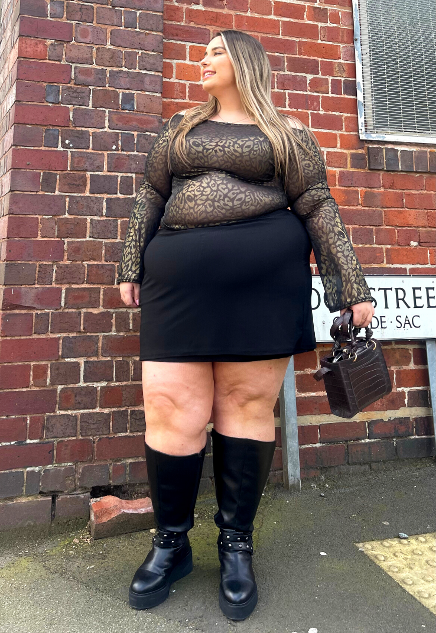 BLACK STRIPE MINI SKIRT - S HISSY FIT LTD