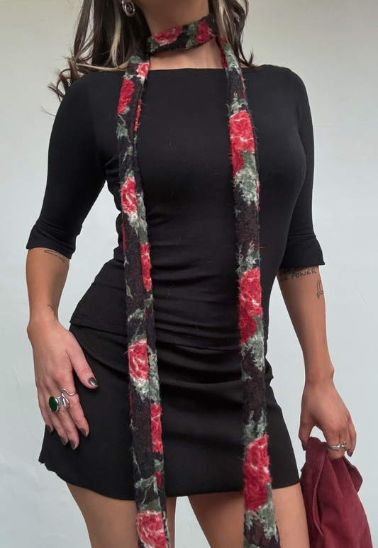 black rose skinny scarf