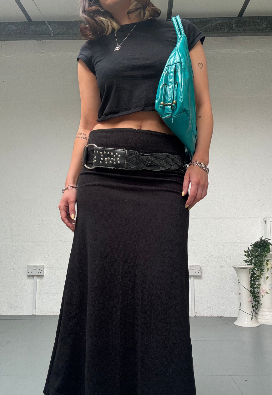 BLACK/GRAPH REVERSIBLE MID-RISE MAXI SKIRT - XS HISSY FIT LTD