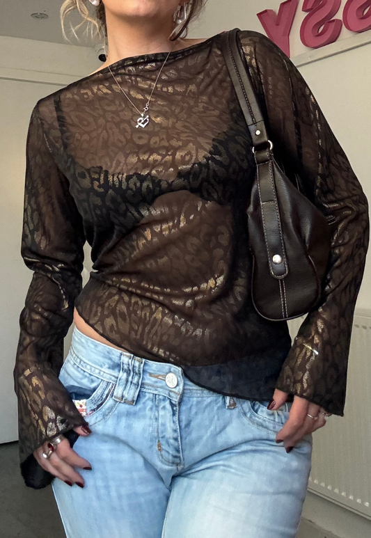 GOLD LEOPARD ASYMMETRIC TOP - 2XS HISSY FIT LTD