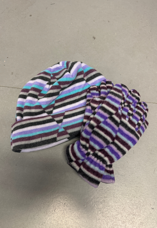deep stripe hat & glove set