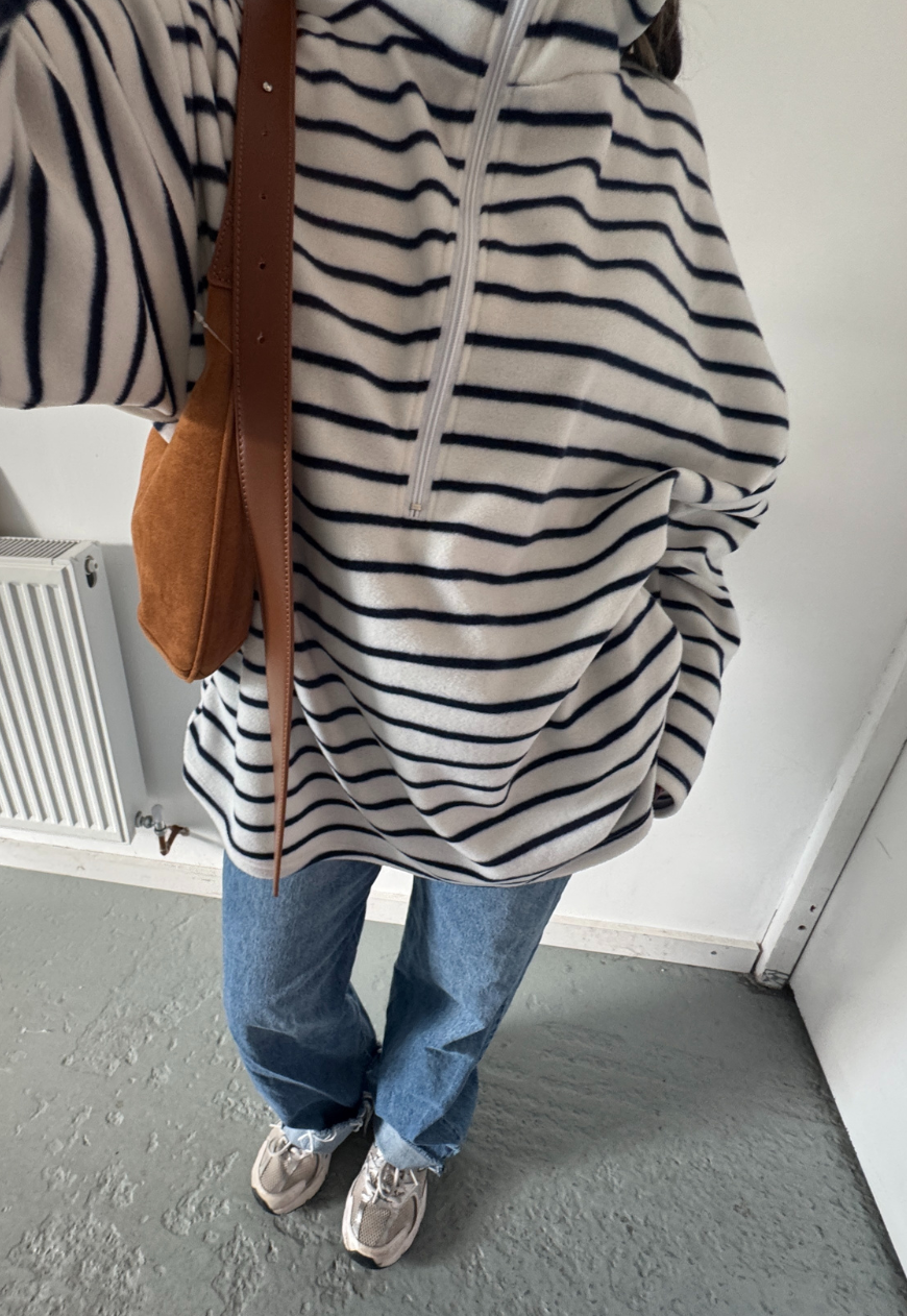 stripe print fleece