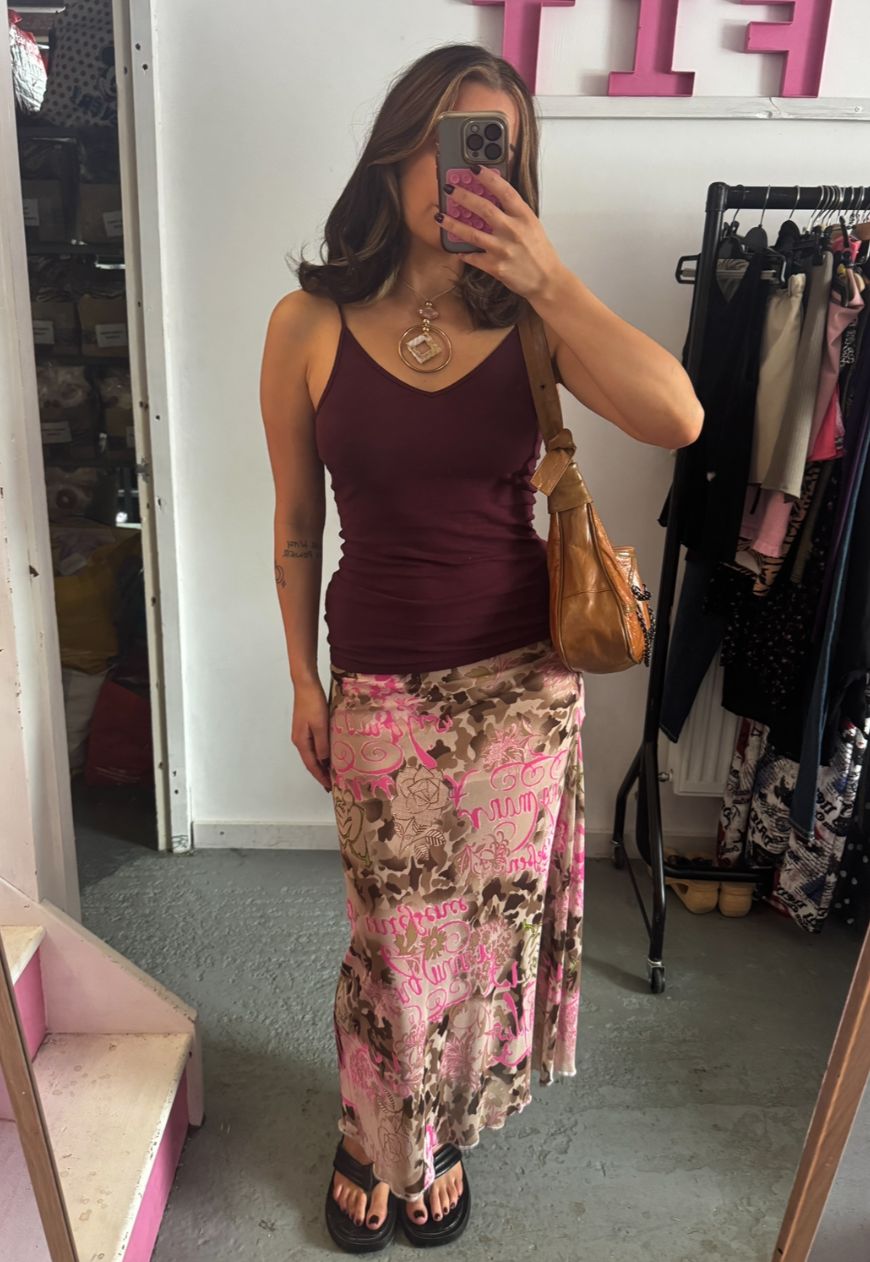 PINK WRITING FULL LINED MESH SKIRT