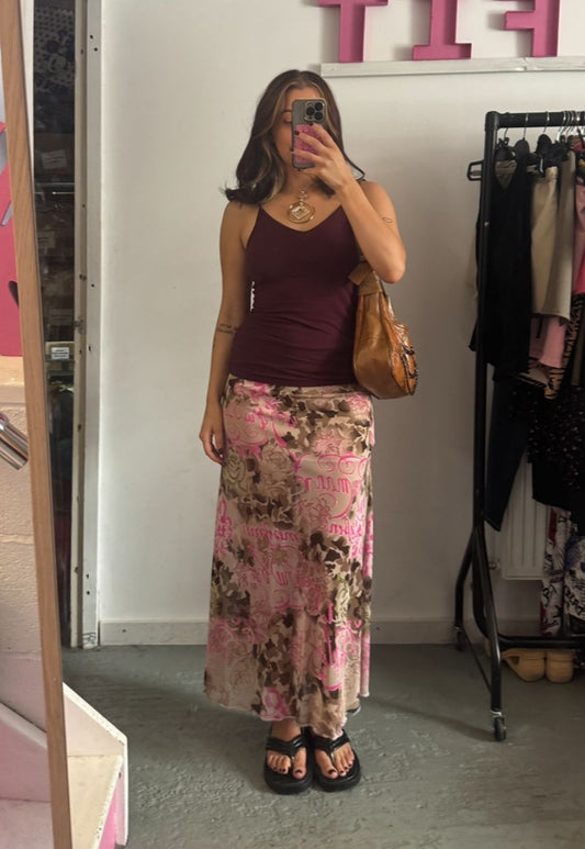 pink writing full lined mesh skirt