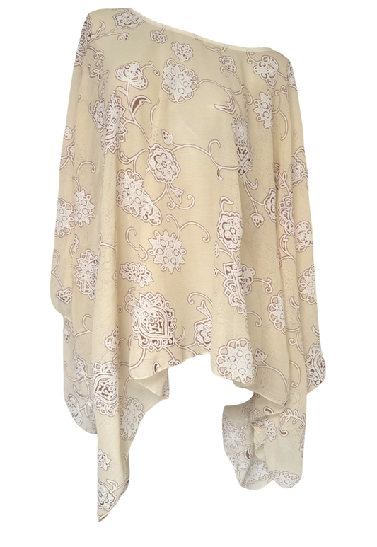 cream flower mesh poncho *pre-order*