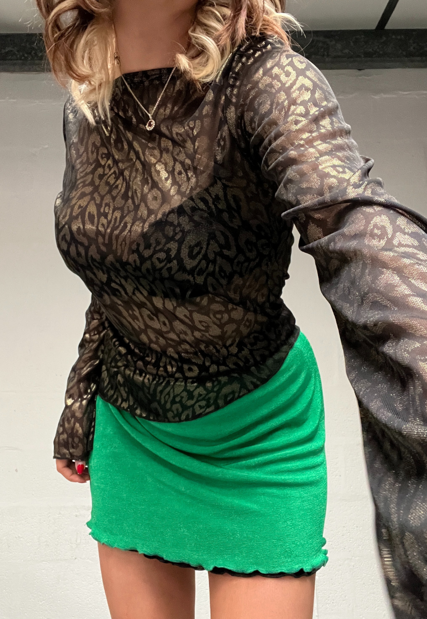 GOLD LEOPARD ASYMMETRIC TOP - 2XS HISSY FIT LTD