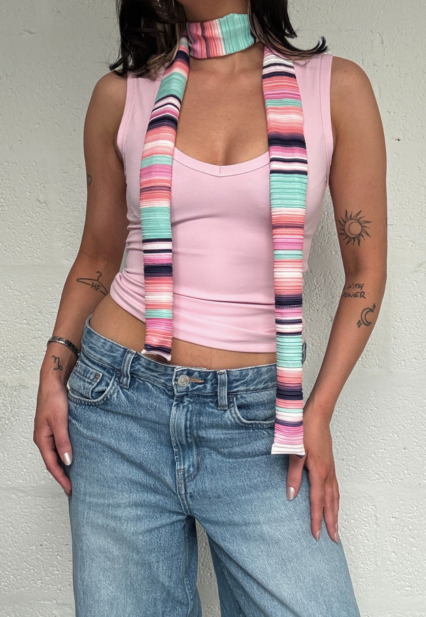 pastel plissé skinny scarf