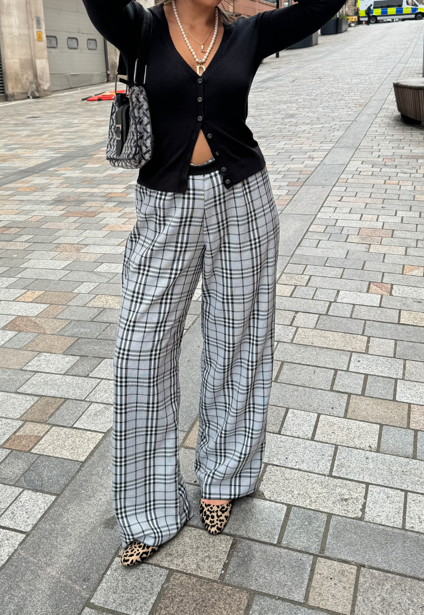 CHECK REVERSIBLE STRAIGHT LEG TROUSERS - XS/S HISSY FIT LTD