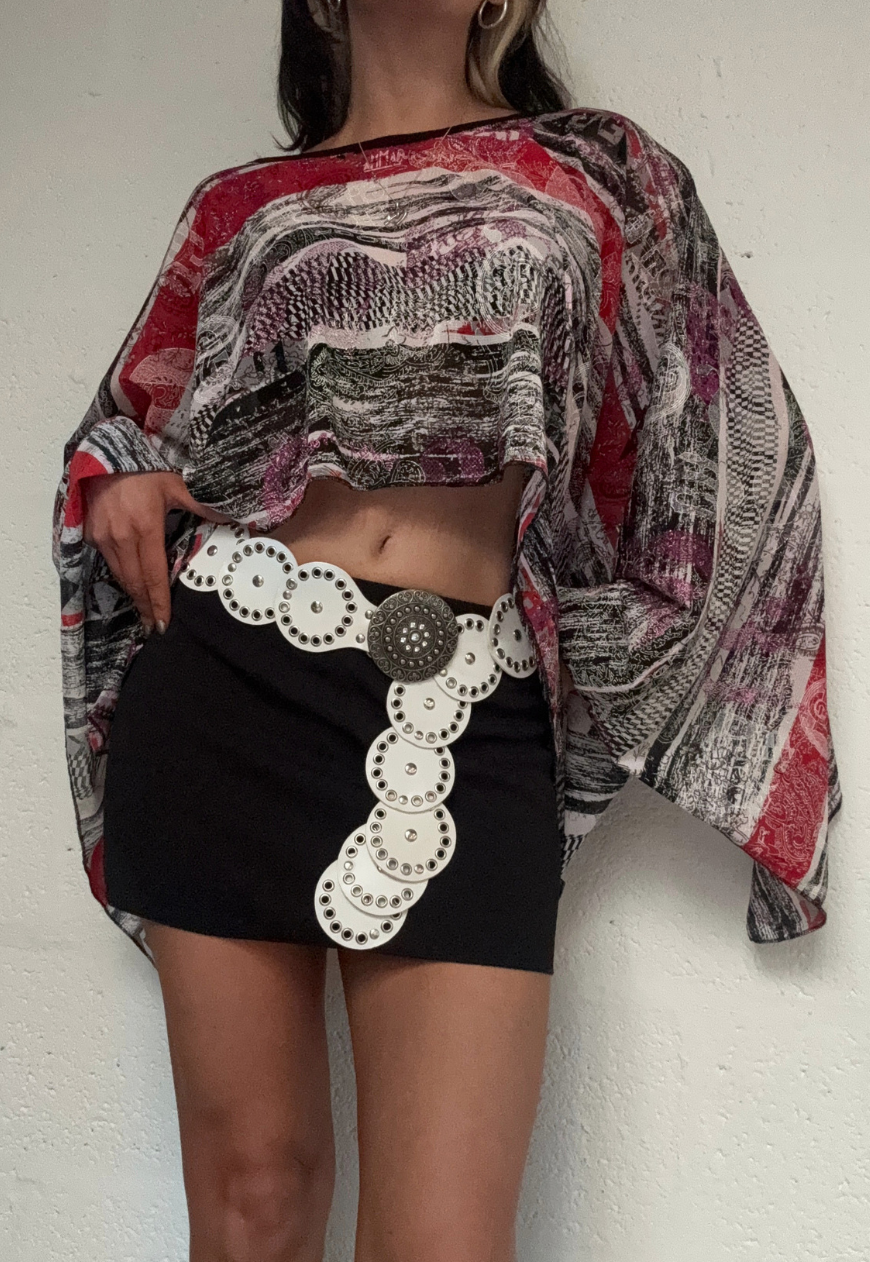 newspaper glitter poncho - short