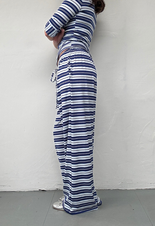 blue stripe soft trousers