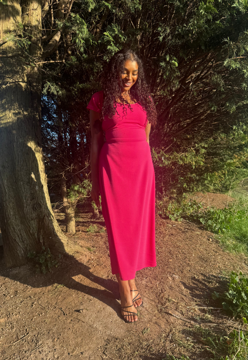 MULTIWAY RASPBERRY CAP SLEEVE CINCH MAXI DRESS - XS HISSY FIT LTD
