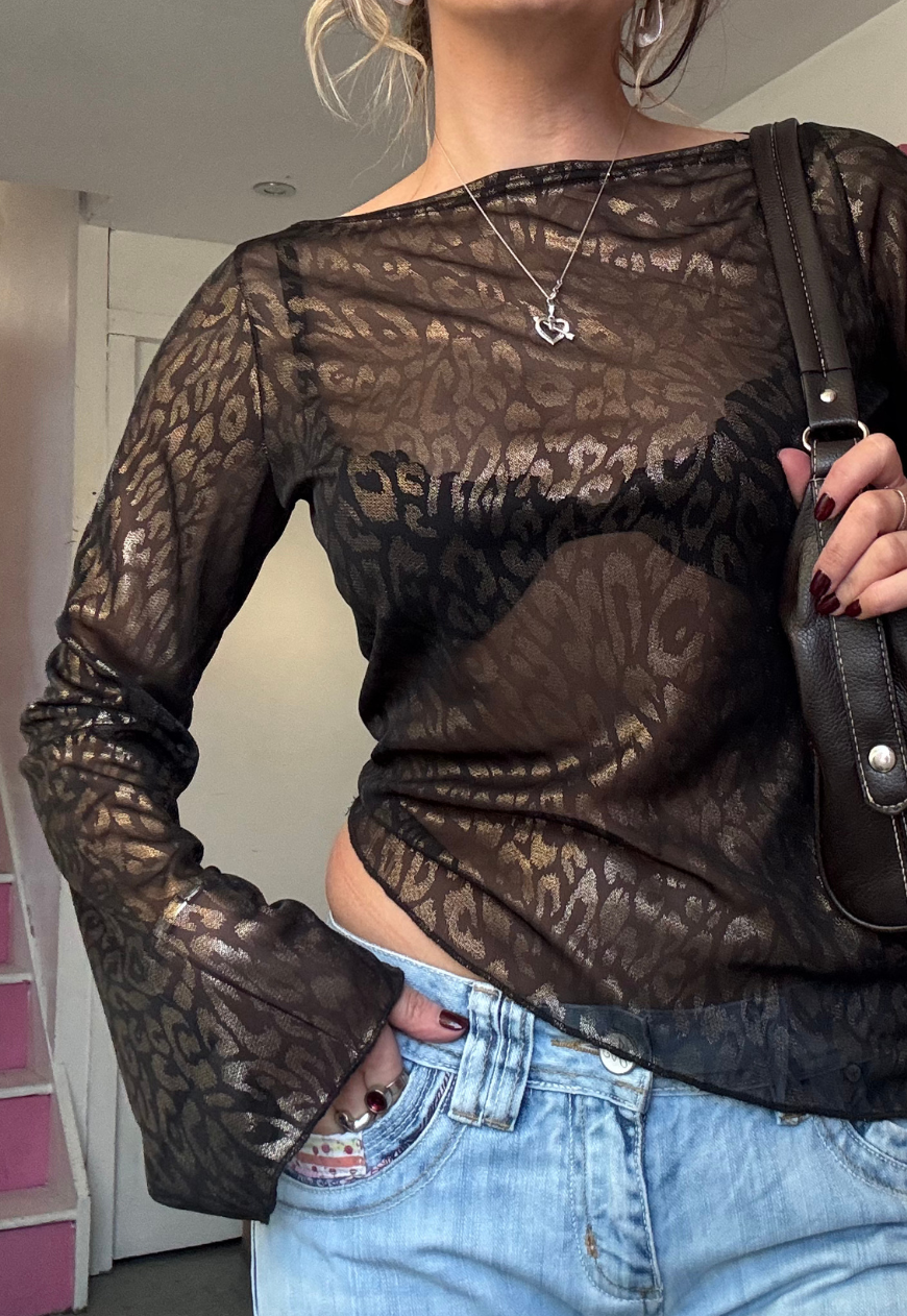 GOLD LEOPARD ASYMMETRIC TOP - 2XS HISSY FIT LTD