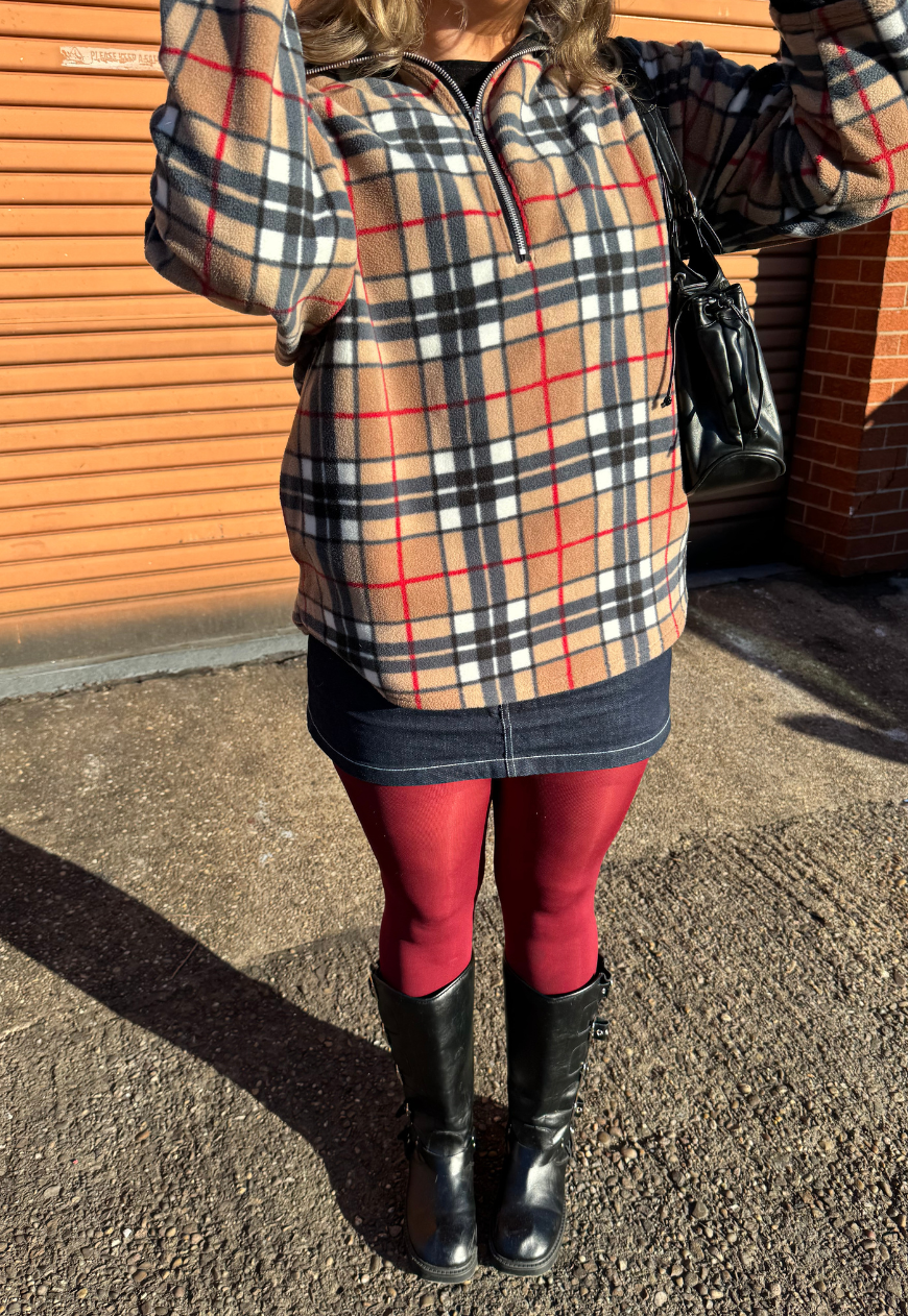 BROWN CHECK PRINT FLEECE - XS/S HISSY FIT LTD