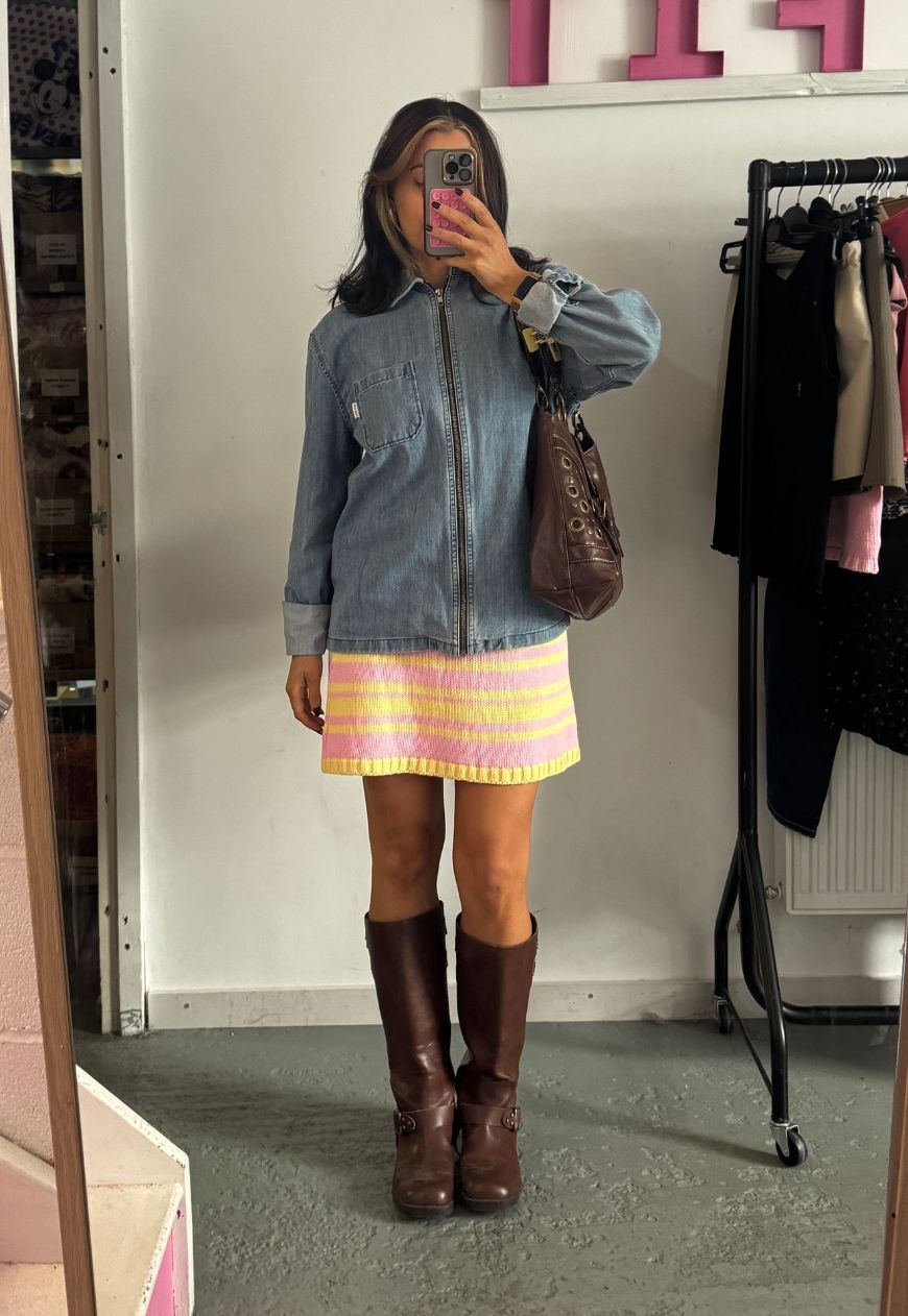RHUBARB & CUSTARD HISSY KNIT MINI SKIRT