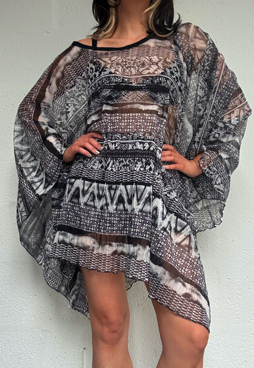 b&w print mesh poncho *coming soon*