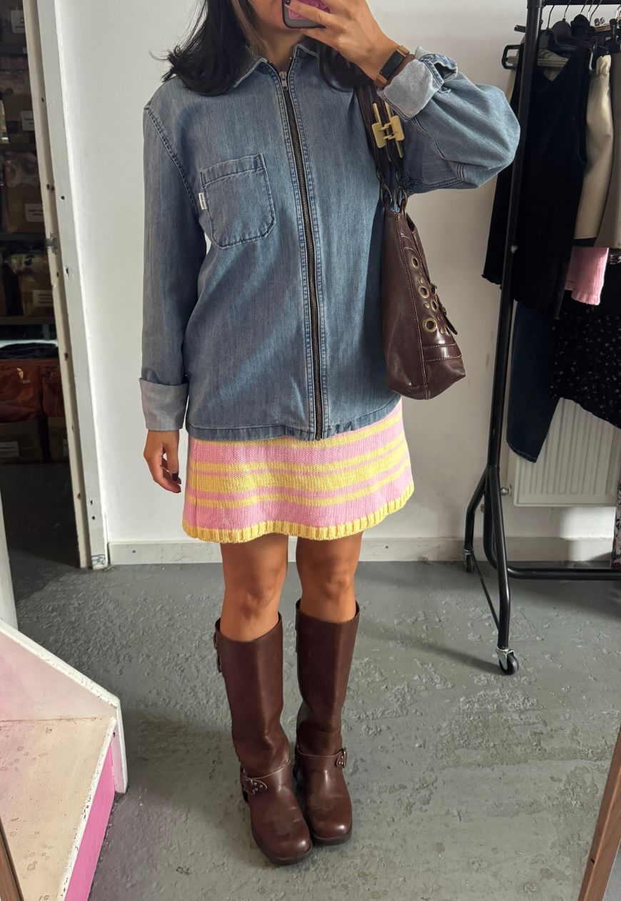 RHUBARB & CUSTARD HISSY KNIT MINI SKIRT