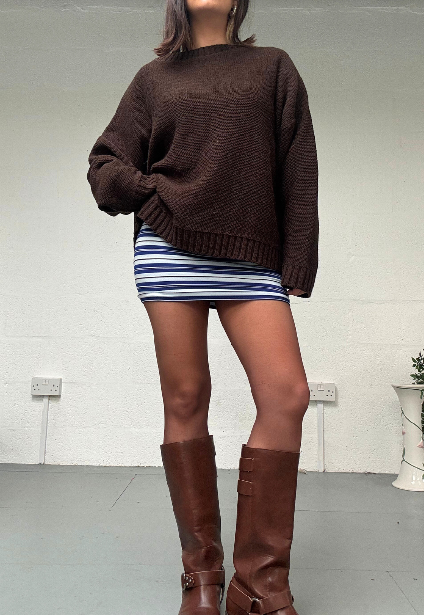 BLUE STRIPE SLOUCH DRESS - XS HISSY FIT LTD