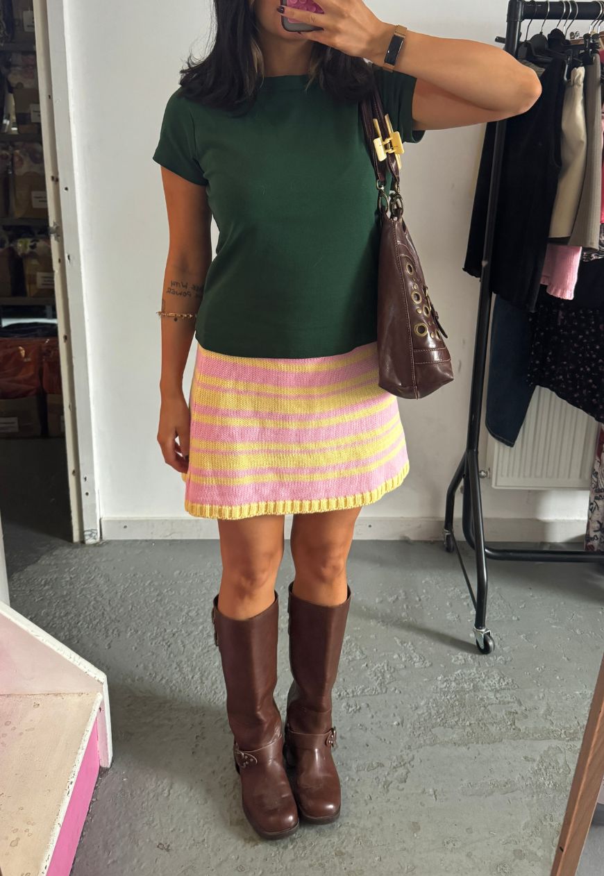 RHUBARB & CUSTARD HISSY KNIT MINI SKIRT