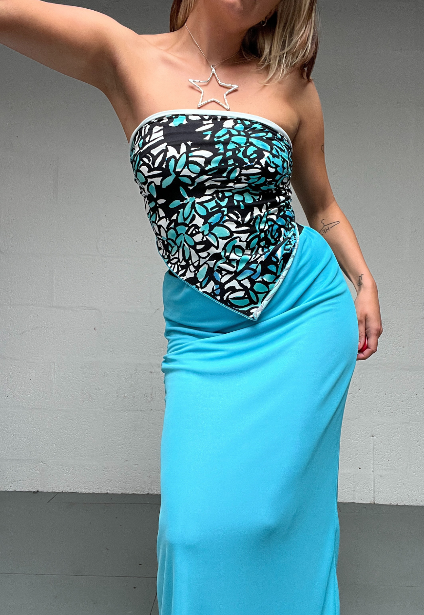 BLUE/PURPLE REVERSIBLE MAXI SKIRT - XS HISSY FIT LTD