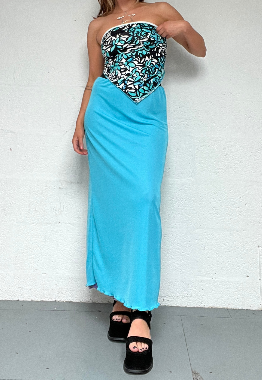 BLUE/PURPLE REVERSIBLE MAXI SKIRT - XS HISSY FIT LTD