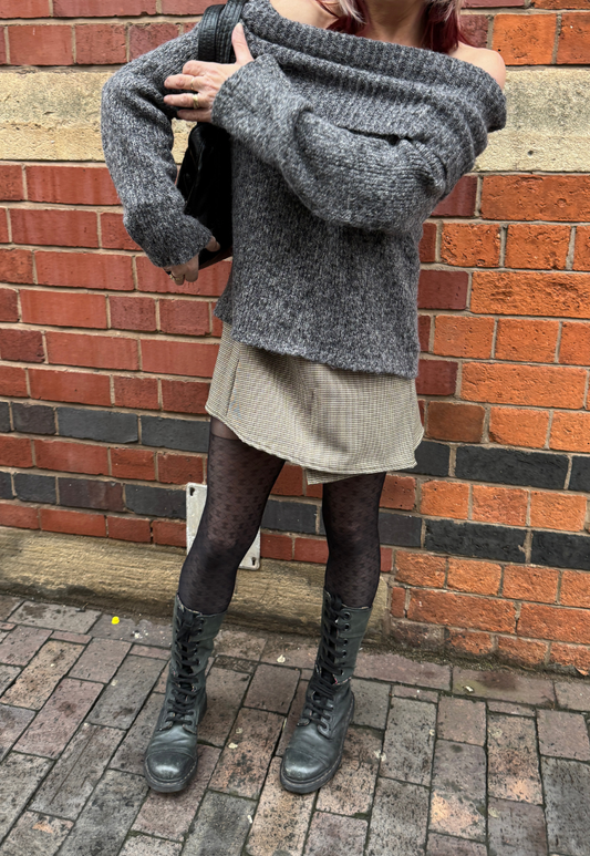 cream dogtooth wrap skirt *1st gen*