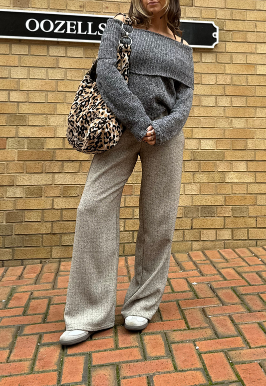 CREAM TWEED STRAIGHT LEG TROUSER - 2XS HISSY FIT LTD