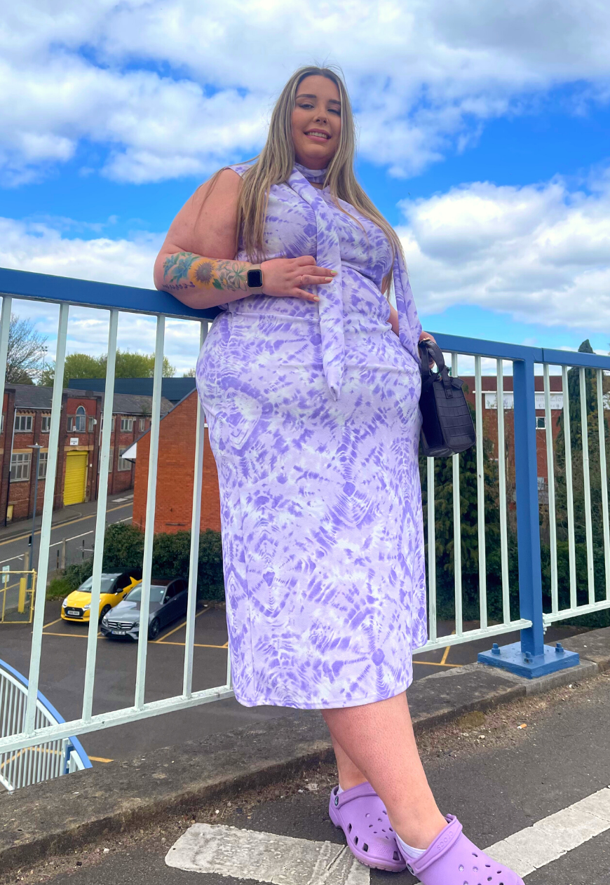 PURPLE OCEANID SLASH SPLIT MAXI DRESS - 2XS HISSY FIT LTD