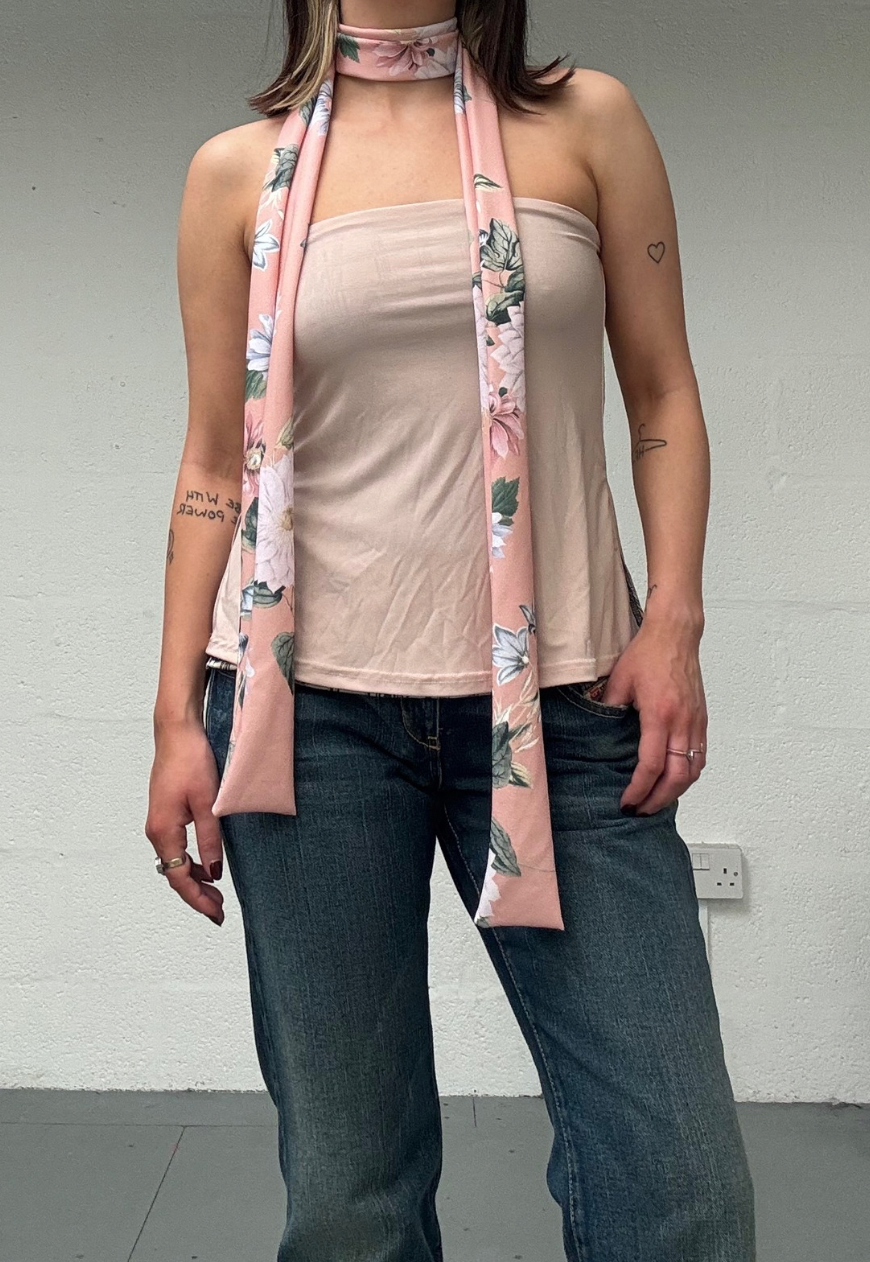 PINK INFLORESCENCE SKINNY SCARF