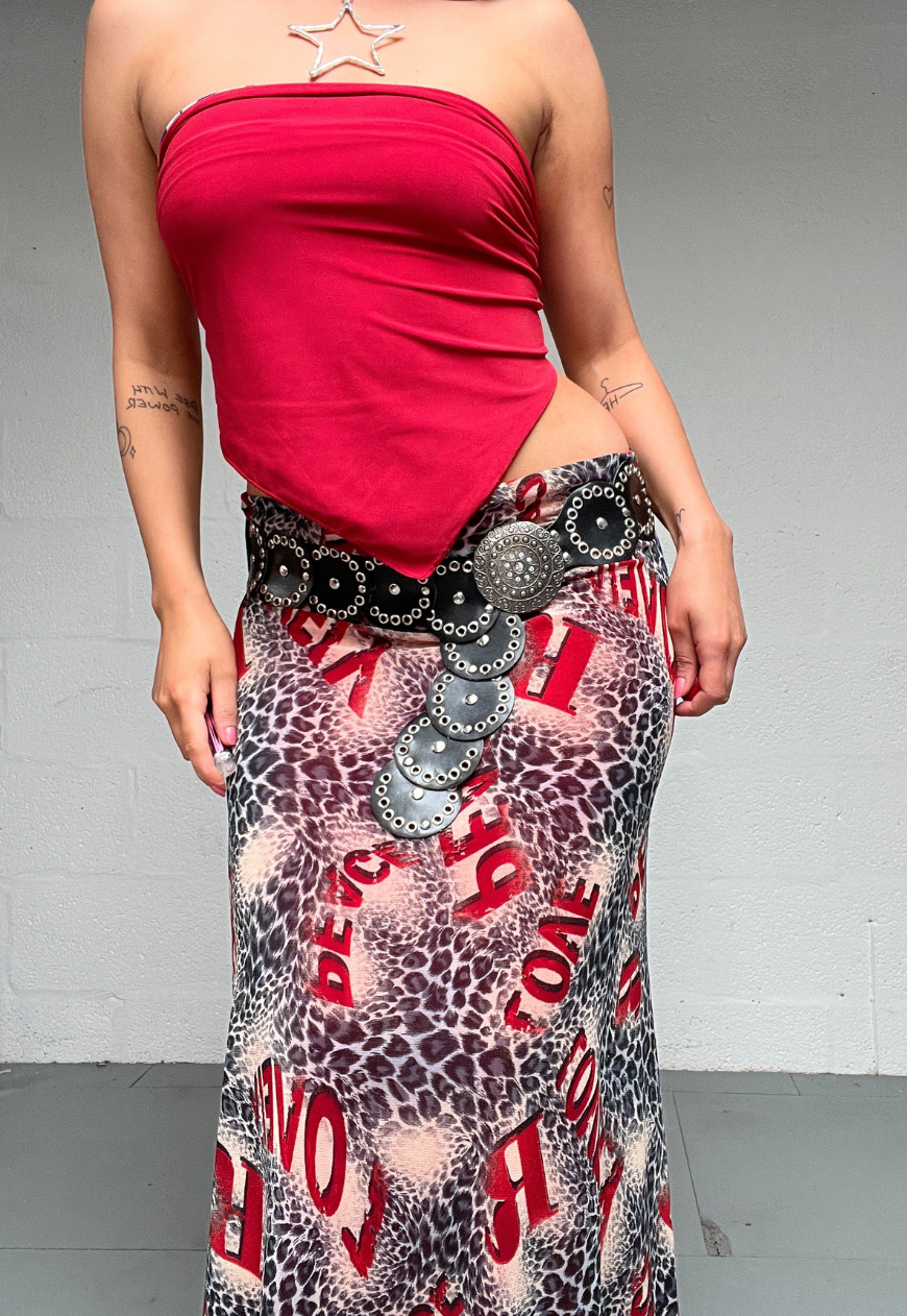 RED LEOPARD HALF LINED MESH SKIRT - 2XS HISSY FIT LTD