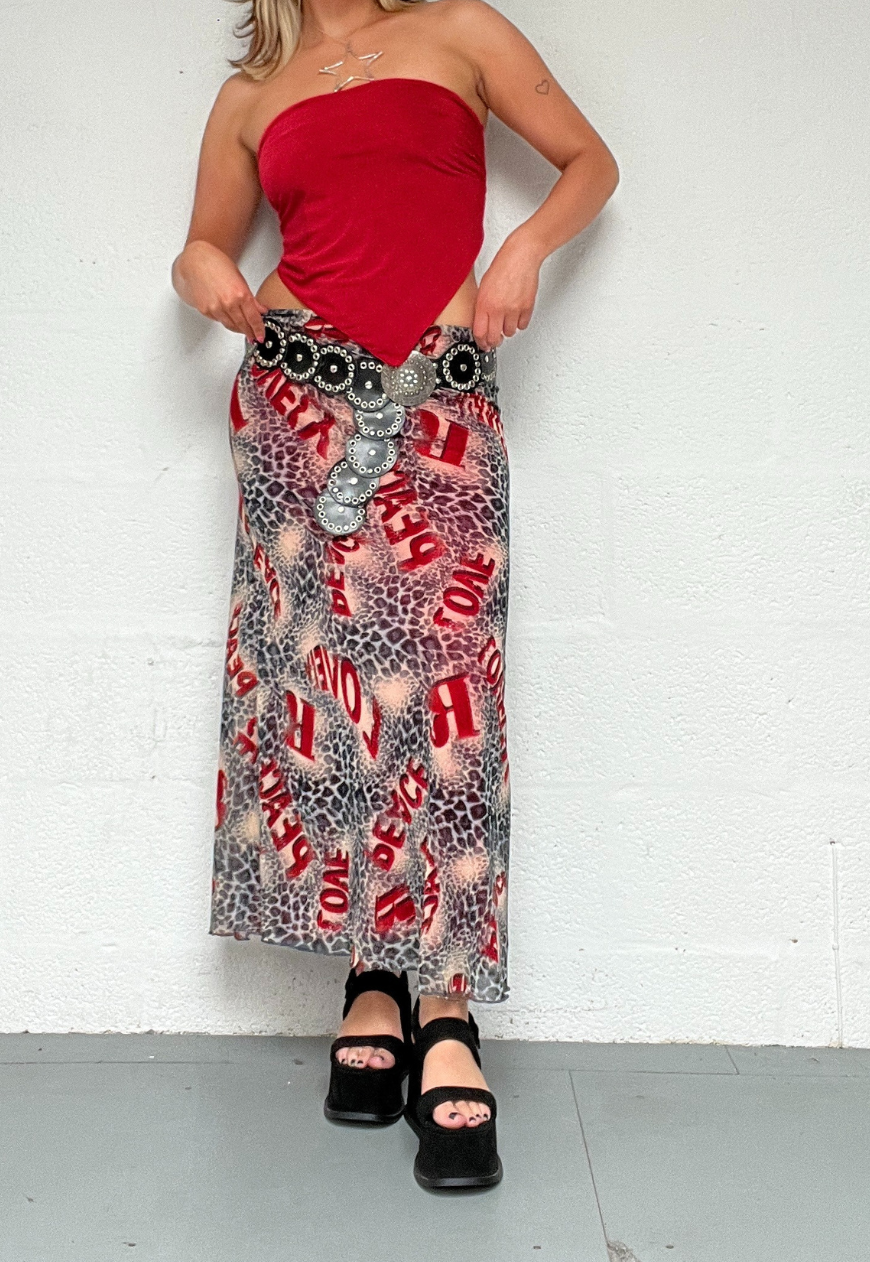 RED LEOPARD HALF LINED MESH SKIRT - 2XS HISSY FIT LTD