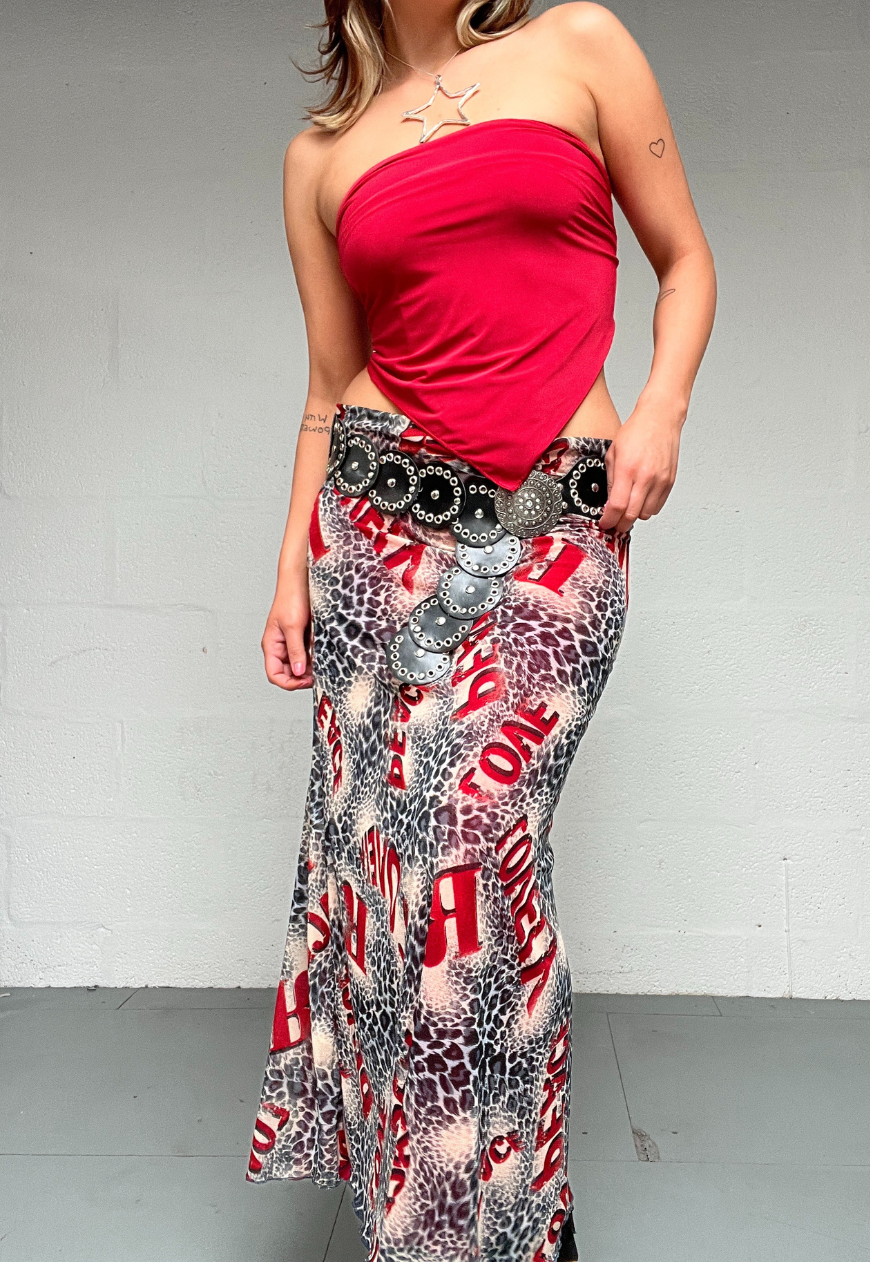 RED LEOPARD HALF LINED MESH SKIRT - 2XS HISSY FIT LTD