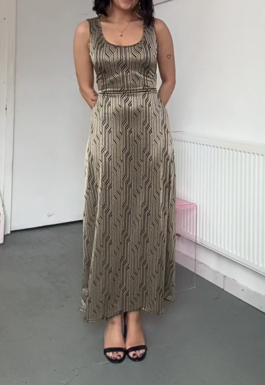 MULTIWAY GOLD TIE BACK MAXI DRESS - S HISSY FIT LTD