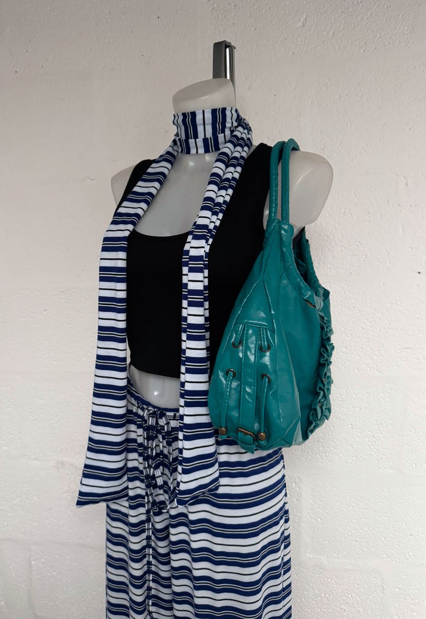blue stripe skinny scarf
