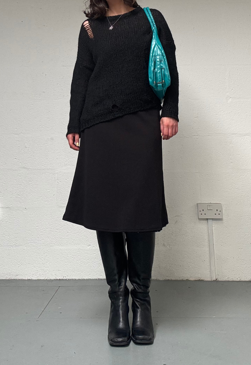 BLACK/GRAPH REVERSIBLE MID-RISE MAXI SKIRT - XS HISSY FIT LTD