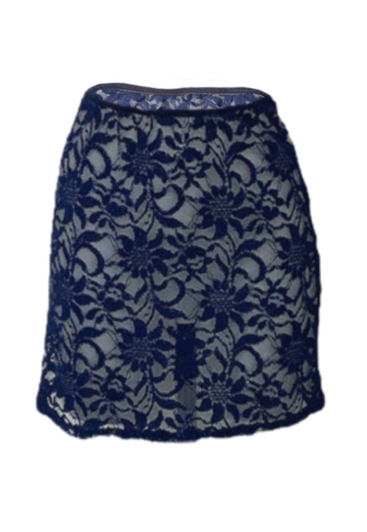 NAVY SHIMMER LACE SKIRT - XS HISSY FIT LTD
