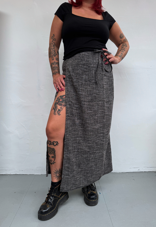 grey maxi wrap skirt
