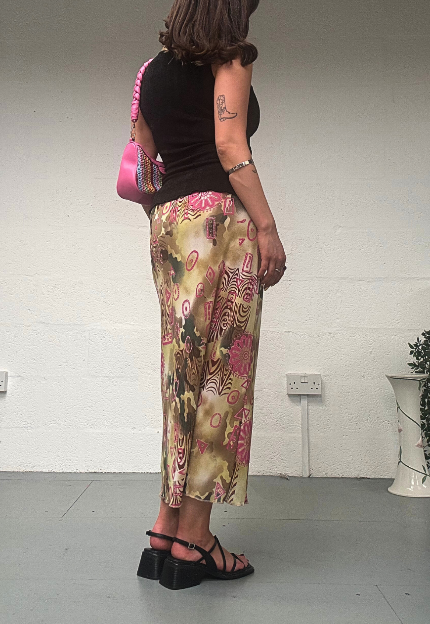 PINK SWIRL FULL LINED MESH SKIRT