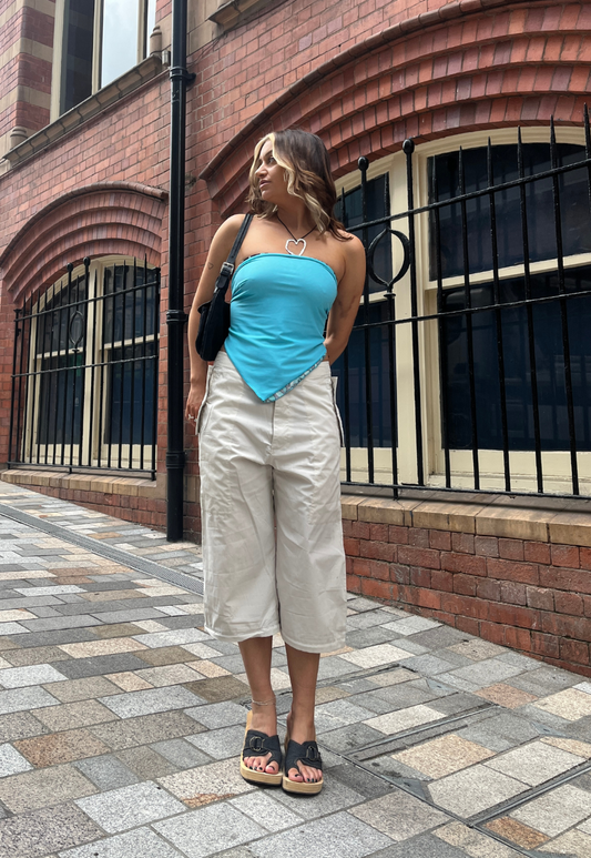 BLUE/PETAL REVERSIBLE HANKIE TOP - M/L HISSY FIT LTD