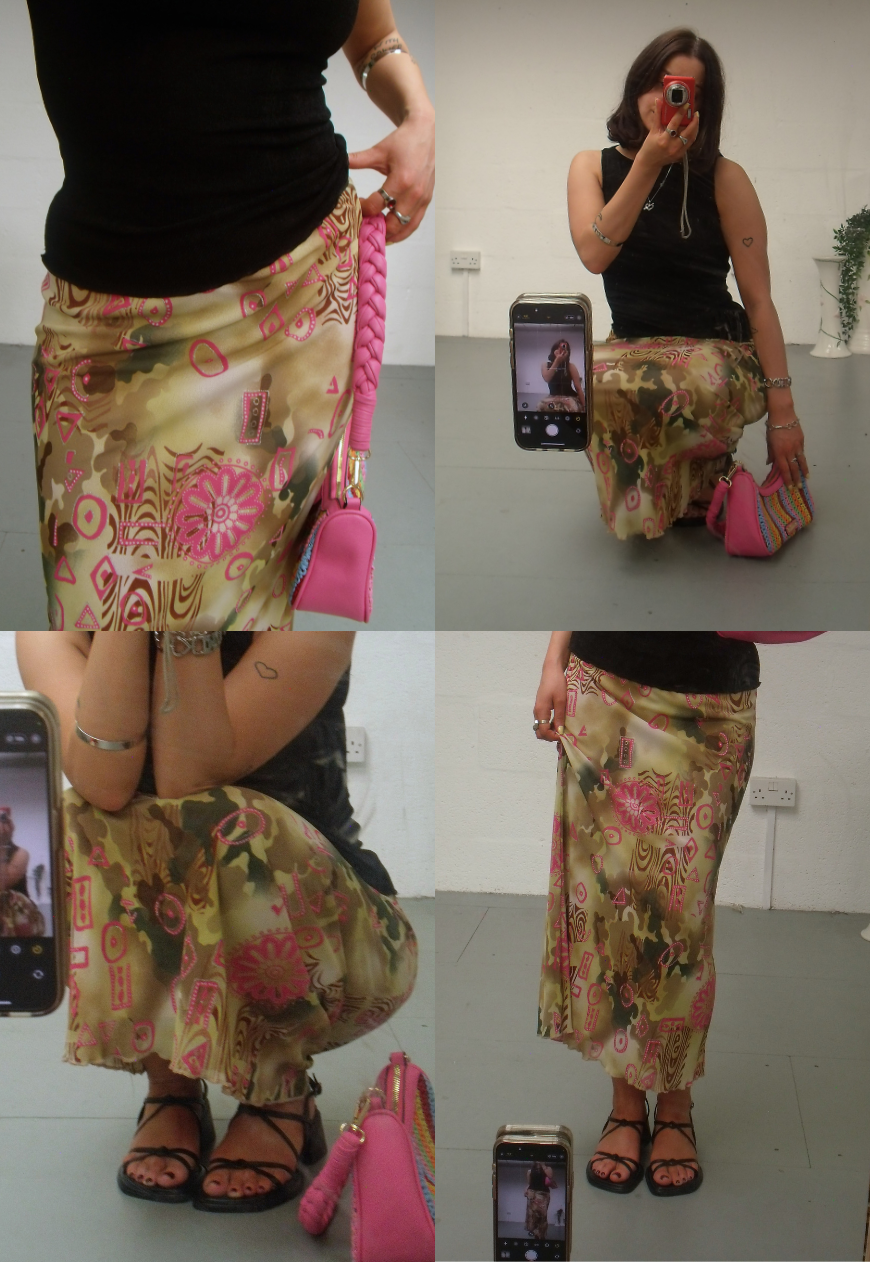 PINK SWIRL FULL LINED MESH SKIRT