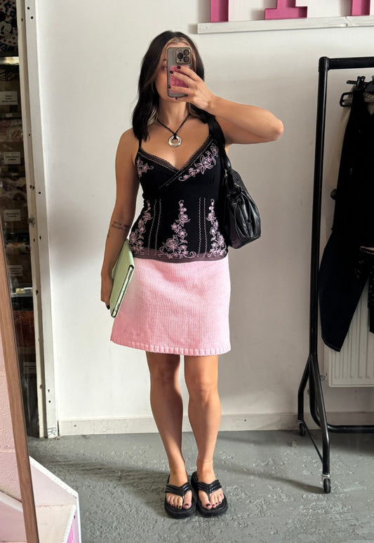 lychee hissy knit mini skirt