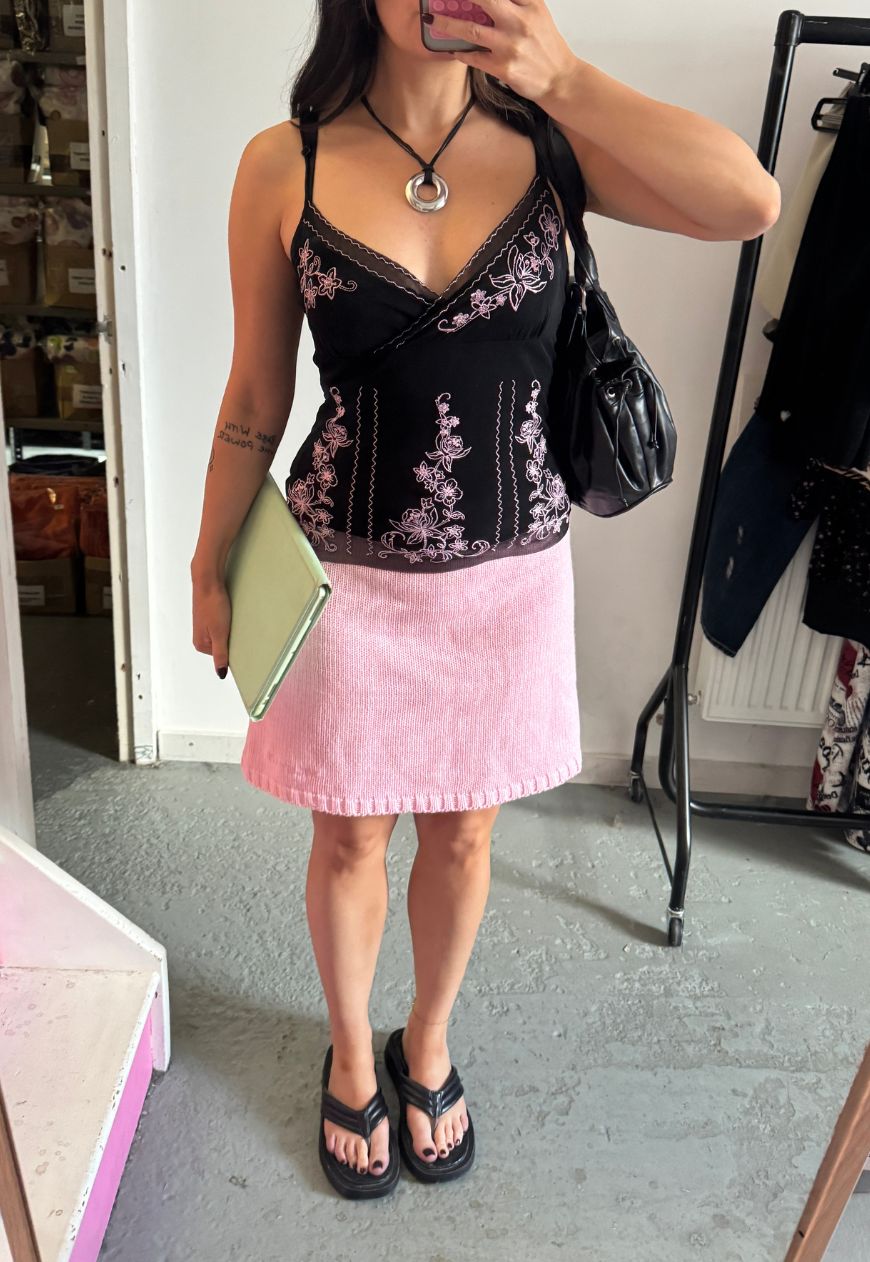 lychee hissy knit mini skirt