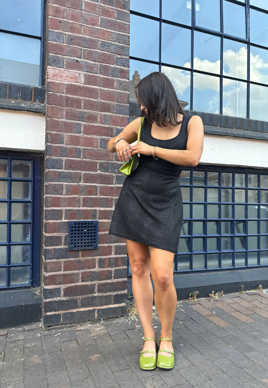 MULTIWAY BLACK CROC CINCH MINI DRESS - 2XS HISSY FIT LTD