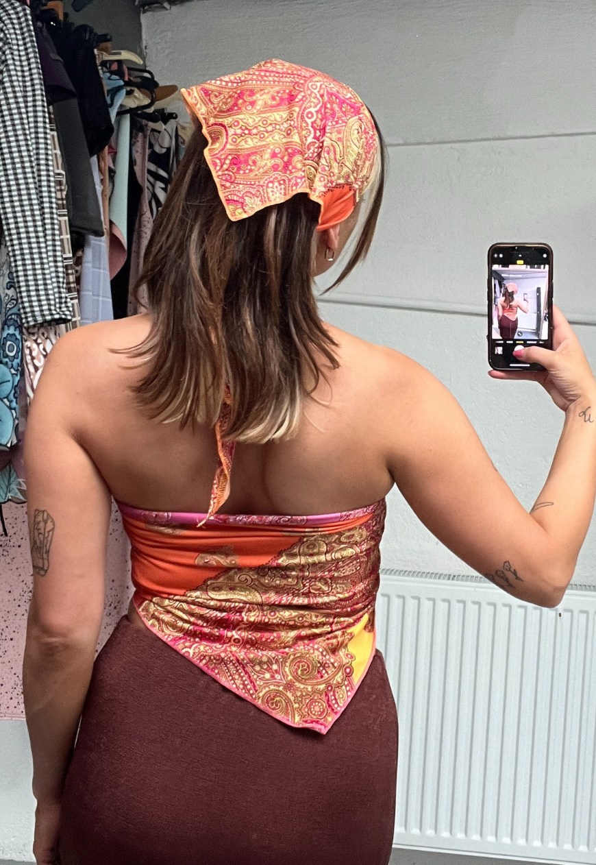 ORANGE/PINK PAISLEY HEAD SCARF PACK