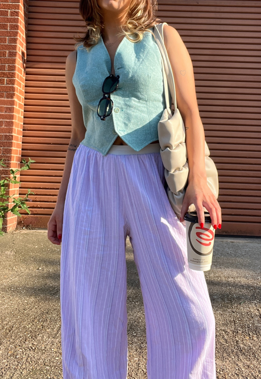 STRIPE REVERSIBLE STRAIGHT LEG TROUSER