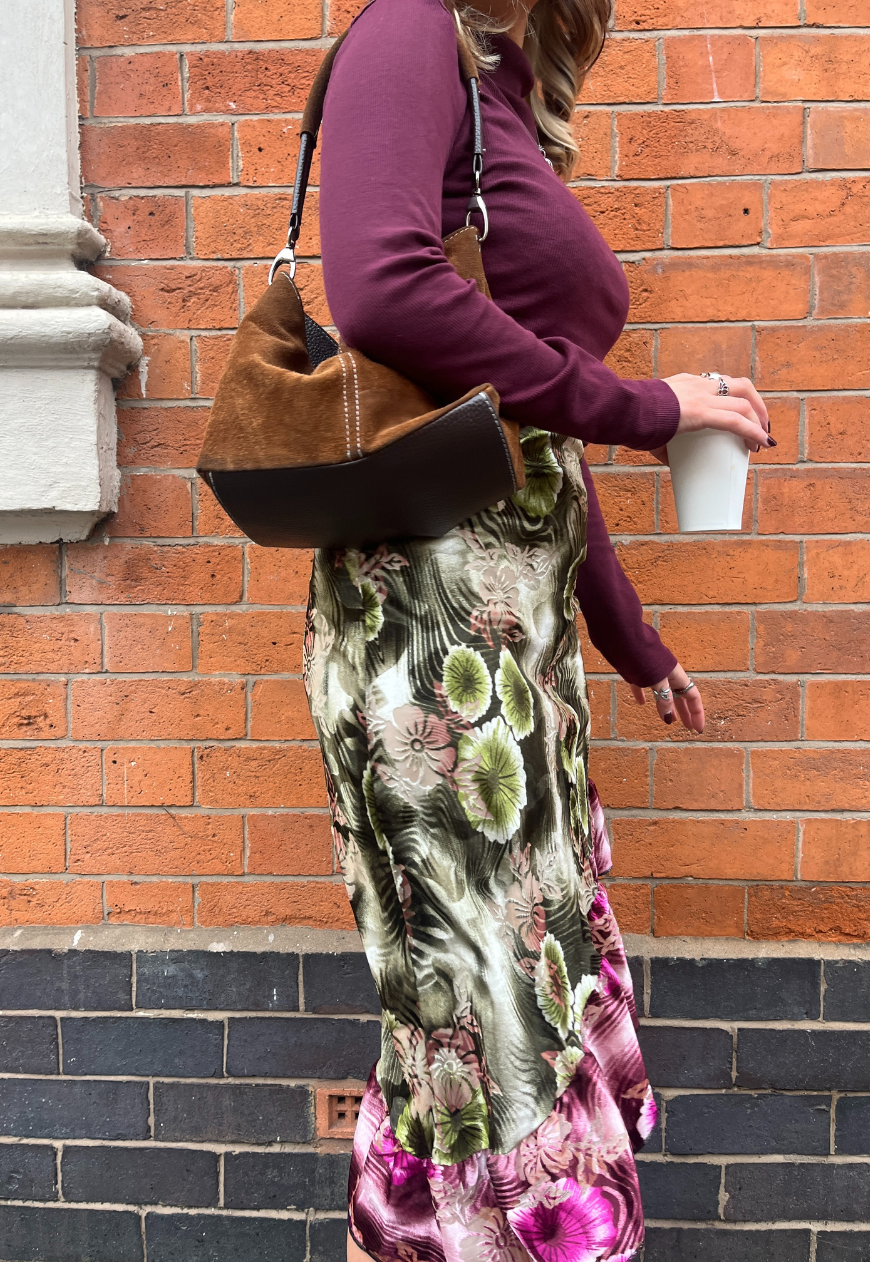 GREEN/PINK VELVET RUFFLE SKIRT - XS HISSY FIT LTD