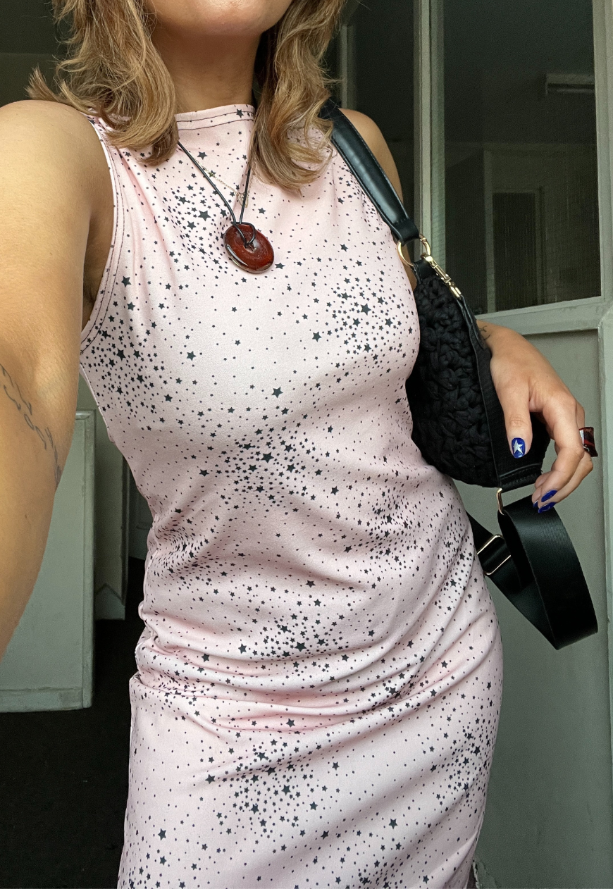 PINK STAR SPLIT MAXI DRESS - 2XS HISSY FIT LTD