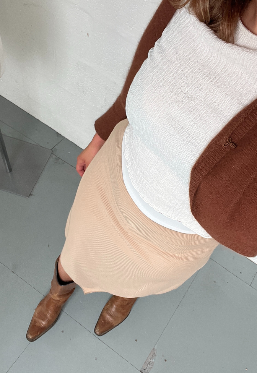 SAGE/BROWN REVERSIBLE POINTED HEM SKIRT - 3XL HISSY FIT LTD